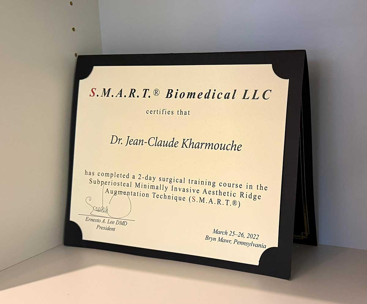 Dr. Jean-Claude Kharmouche certificate 1